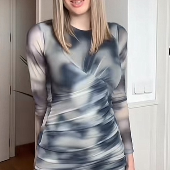 New Zara Draped Tulle Short Dress - Picture 3 of 16